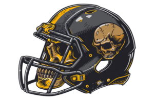 A dark football helmet with a skull design, capturing a gothic and edgy sports theme. png