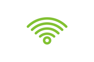 Green Wi-Fi symbol on a transparent background, representing wireless internet connectivity. Ideal for tech or communication-related projects. png