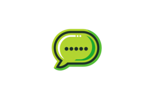 Green chat bubble icon with five dots, ideal for messaging, communication, and digital interaction themes in editorial or creative projects. png