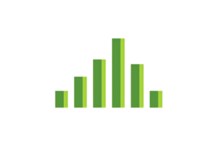 Green bar chart graphic illustration representing data analysis, statistics, growth, or financial metrics in a simplified, clean design. png