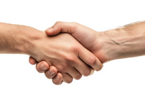 Close-up of two hands shaking, symbolizing partnership, agreement, and cooperation in a business or personal context. png