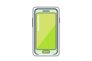 Illustration of a green smartphone with a clean design, ideal for tech blogs, app presentations, and mobile device-related content. png