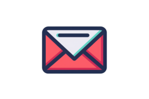 Colorful email icon with a red envelope and white paper, representing communication, message, and digital correspondence. png
