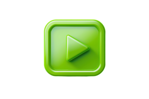 Green play button icon isolated on a transparent background. Perfect for media and digital interface design. png