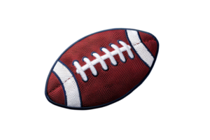 Close-up of an American football on a transparent background. showcasing its textured surface and laces. Perfect for sports-related designs. png