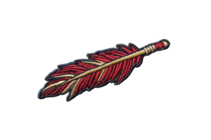 Close-up of a red feather with intricate detail and vibrant colors, isolated on a transparent background. perfect for artistic and nature uses. png