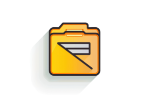 Yellow folder icon with minimalist design, shadow effect, and simple line art styling. Suitable for digital organization, file management visuals. png