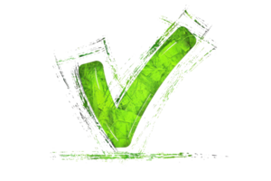 Green check mark sketch on transparent background, symbolizing approval, correctness, or confirmation. Ideal for projects needing a verification icon. png