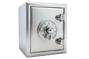 Secure metallic safe with combination lock, ideal for storing valuables and important documents, ensuring maximum security and protection. png
