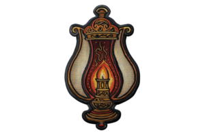 Detailed illustration of an ornate vintage lantern with intricate patterns and warm glow, creating a nostalgic and classic ambiance. png