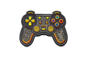 Colorful embroidered game controller patch, perfect for game enthusiasts and custom clothing design. High-quality and detailed. png