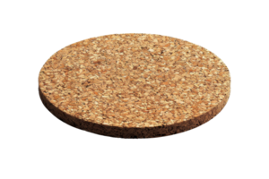 Round cork coaster isolated on transparent background. Eco-friendly table protection for drinks, minimalist design for home and office use. png