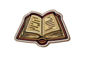 Illustration of an open book with detailed pages, ideal for educational, literary, and creative themes. Perfect for design, web, and print media. png