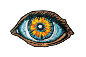 Artistic illustration of a colorful eye with vibrant patterns, symbolizing vision, creativity, and artistic expression. png