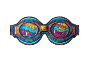 Colorful abstract illustration of eyeglasses with intricate, psychedelic patterns. Unique and artistic design with vibrant colors and complex details. png