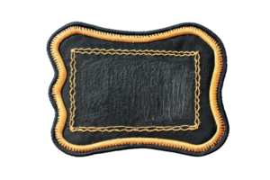 Elegant leather and fabric frame with intricate stitching, perfect for rustic and vintage-themed projects or decoration. png