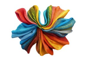 Vibrant multicolored fabric swirl abstract on a transparent background. showcasing artistic folds and texture, perfect for design inspiration. png