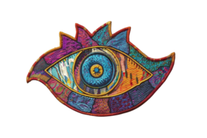 Colorful abstract eye illustration with intricate patterns, vibrant colors, and vivid details. Unique artistic design for creative projects. png