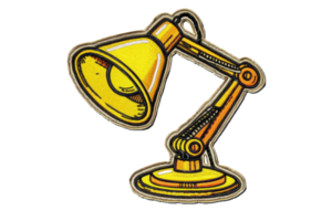 illustration of a yellow desk lamp with an articulated arm, ideal for design, office, or creative workspace visuals. png