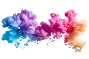 A vibrant and colorful explosion of multi-colored smoke against a transparent background. creating a stunning abstract visual effect. png