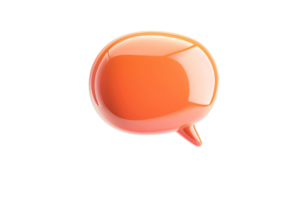 Bright orange speech bubble icon, isolated on transparent background. Ideal for text message, communication, and social media concept designs. png