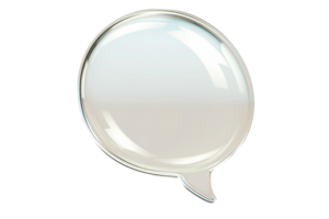 A 3D rendered speech bubble with a glossy finish, perfect for communication or graphic design themes. Isolated on transparent background. png