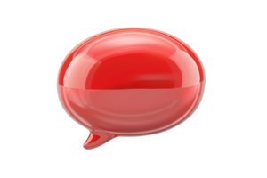 Red glossy speech bubble isolated on a transparent background. Perfect for communication, chat, and online messaging concepts. png
