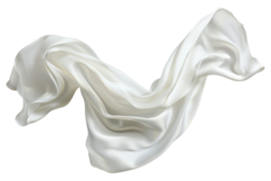 Elegant white silk fabric against a transparent background, flowing and draping gracefully. Perfect for designs and luxurious visuals. png