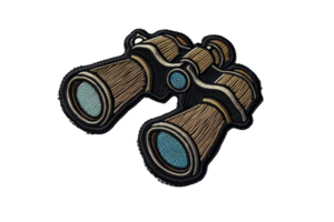 Vintage style illustration of binoculars. Detailed drawing showcasing the intricate design of retro binoculars, ideal for exploration themes. png