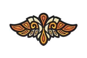 Intricate butterfly with vibrant orange and white wings, featuring an artistic and detailed design. Perfect for digital artwork and logos. png