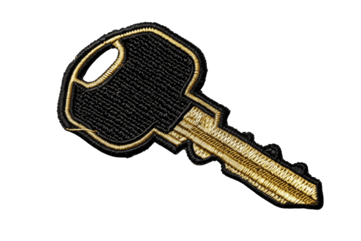 närbild av en enda svart och guld nyckel, isolerat på en transparent bakgrund. representerar säkerhet, tillgång, och inträde lösningar. png