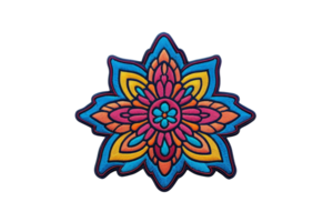 Vibrant and colorful mandala design with intricate patterns and symmetrical shapes, ideal for relaxation, meditation, and artistic inspiration. png