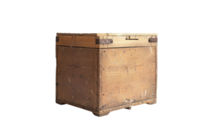 Vintage wooden crate with a rustic appearance, ideal for storage or decoration, isolated on a transparent background. png