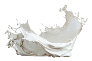 Dynamic splash of white liquid against a transparent background, capturing the motion and fluidity in high-resolution detail. png