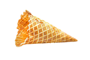 Crispy waffle cone isolated on transparent background. Perfect for ice cream or dessert presentations. High-quality stock photo for culinary projects. png