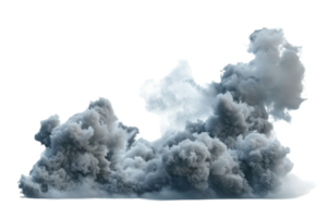 Thick dark smoke cloud isolated on a transparent background. perfect for backgrounds and design projects requiring dramatic, stormy elements. png