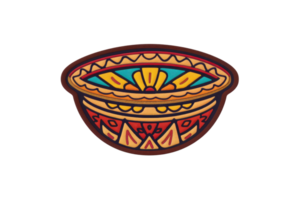 Colorful decorative bowl with intricate patterns and a vibrant design, perfect for adding a touch of artistic flair to any setting. png