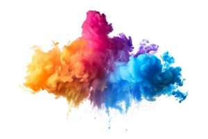 Vibrant explosion of colorful powder forming a stunning cloud, creating a dynamic and visually striking abstract art piece. png