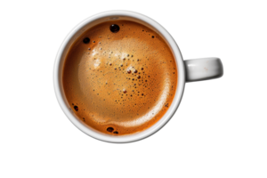 top visie van een kop van espresso met rijk crema, geïsoleerd Aan transparant achtergrond. perfect voor koffie geliefden, cafés, en drankgerelateerd projecten. png