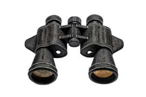 Vintage binoculars isolated on a transparent background. showcasing a nostalgic piece of equipment perfect for travel and exploration enthusiasts. png