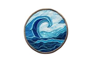 Digitally designed round wave icon in blue tones, representing ocean and sea concepts, perfect for logos, art projects, and design inspiration. png