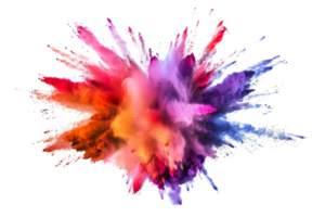 Explosive burst of colorful powder, vivid explosion of paint creating a mesmerizing array of vibrant colors on a black background. png