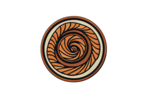 Intricate circular design with abstract patterns and warm colors. Perfect for artistic, cultural, and decorative purposes. png