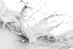Abstract close-up of white liquid splashing against a black background, capturing motion and texture in high detail. png
