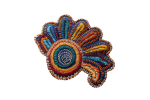 Colorful handcrafted embroidery patch in vibrant hues, perfect for adding a unique touch to fabrics and accessories. Vibrant and decorative design. png