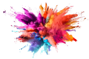 Vibrant explosion of colorful powder against a transparent background. creating a dynamic and eye-catching abstract design. png