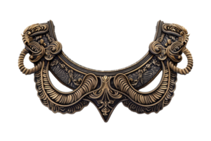 Intricate ornamental bronze jewelry piece with elaborate design showcasing fine craftsmanship and artistic detailing. png