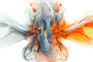 Abstract colorful digital artwork with flowing shapes and gradients blending orange, white, and blue hues, perfect for creative design projects. png