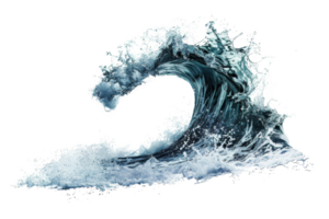 Dynamic image of a powerful ocean wave in motion, showcasing the beauty and force of nature with clear blue water and white sea foam. png