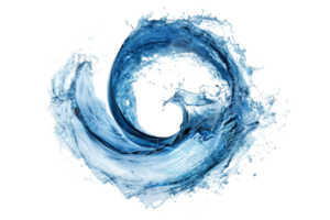 Abstract water splash in circular motion representing fluidity, movement, and fluid dynamics on a transparent background. png